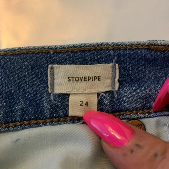 Madewell Womans 24 Denim Jean Shorts Blue Stovepipe Cuffed Fray Light Wash - Picture 14 of 14